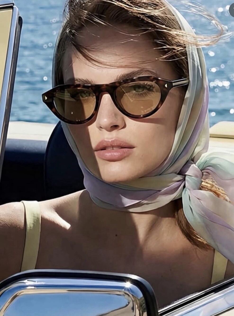 PRADA PR B15S 17N70R Tortoise Gold Logo Light Brown Lens Sunglasses AUTHENTIC